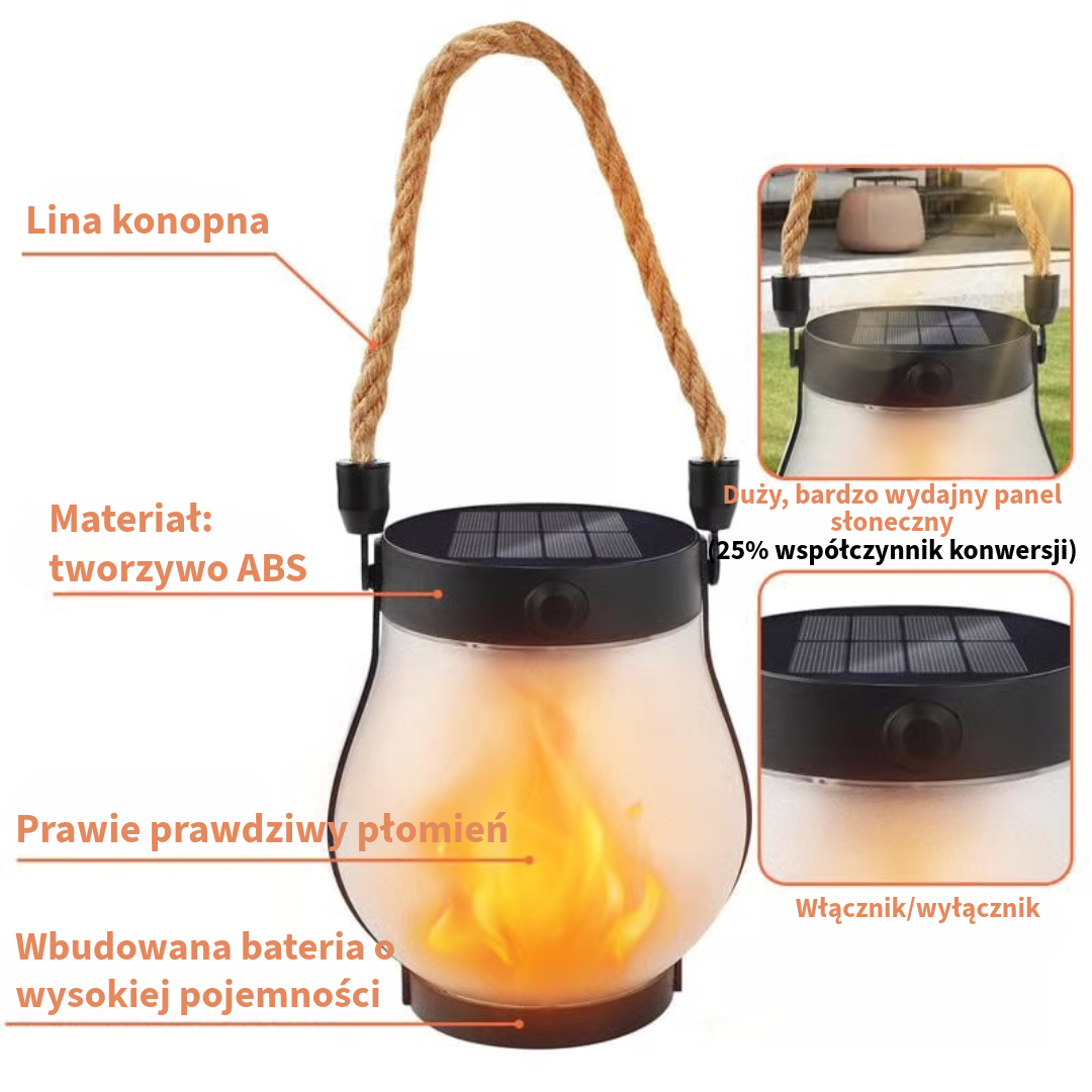 tańczące płomienie lampa słoneczna