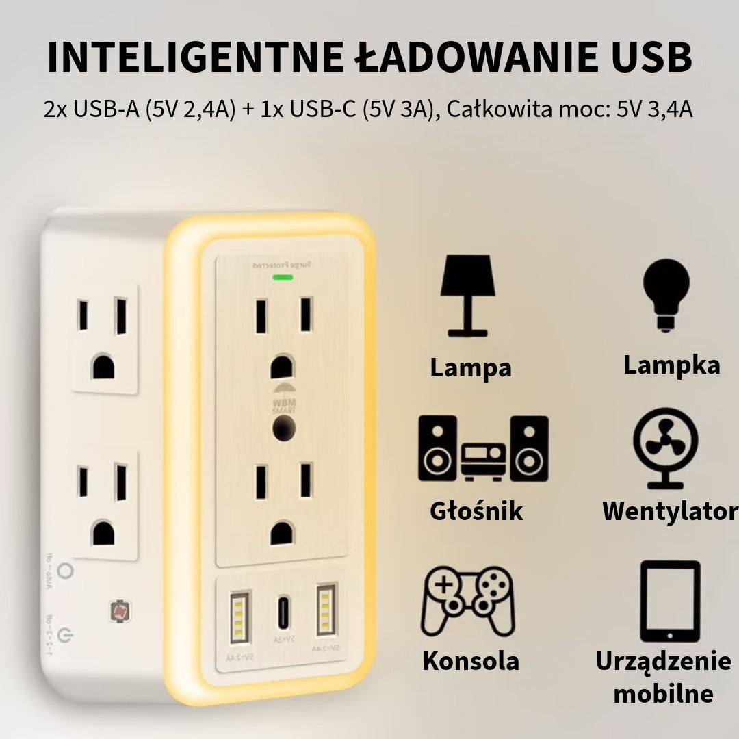 Listwa zasilająca z ochroną przeciwprzepięciową