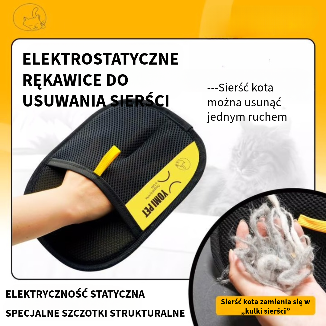 Elektrostatyczna rękawica do usuwania sierści