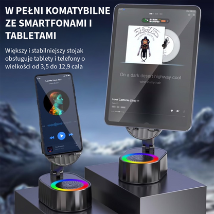Stojak na telefon z wbudowanym głośnikiem i powerbankiem