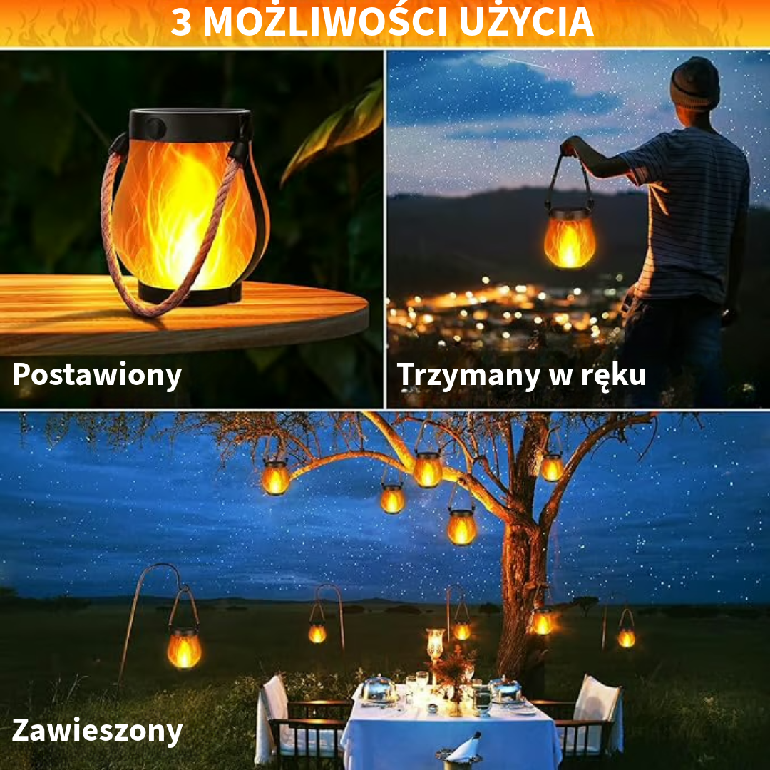 tańczące płomienie lampa słoneczna