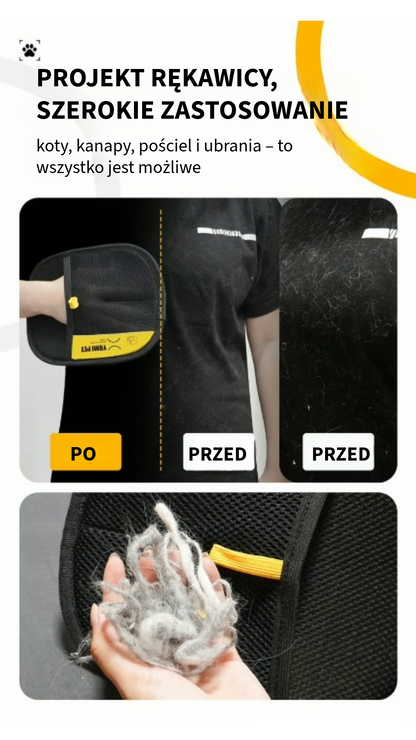 Elektrostatyczna rękawica do usuwania sierści