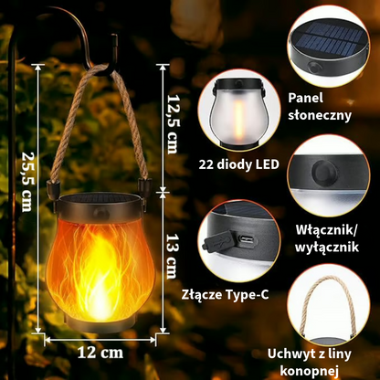 tańczące płomienie lampa słoneczna