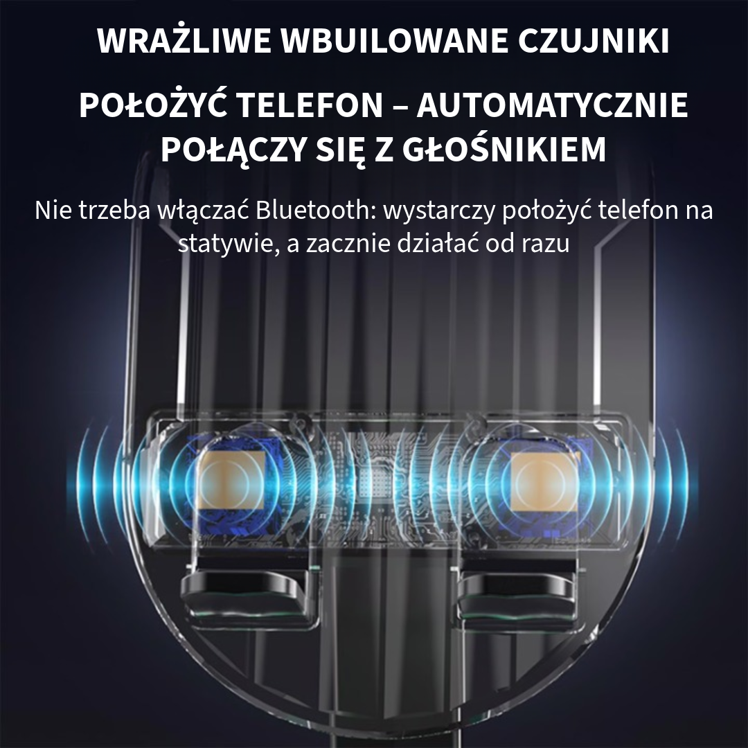 Stojak na telefon z wbudowanym głośnikiem i powerbankiem