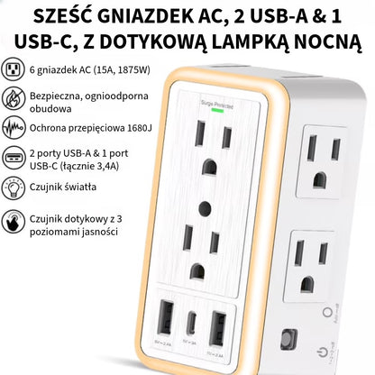 Listwa zasilająca z ochroną przeciwprzepięciową