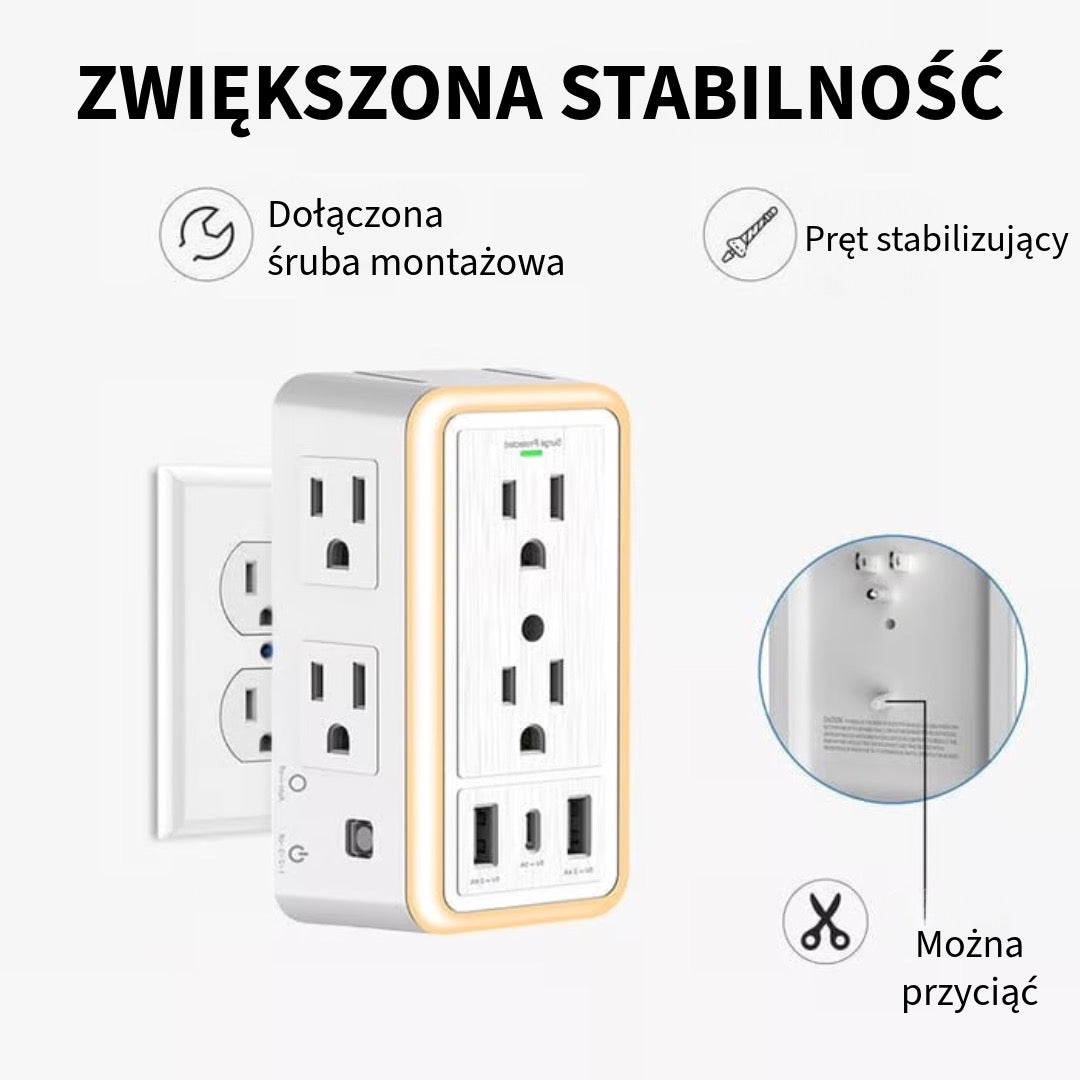 Listwa zasilająca z ochroną przeciwprzepięciową