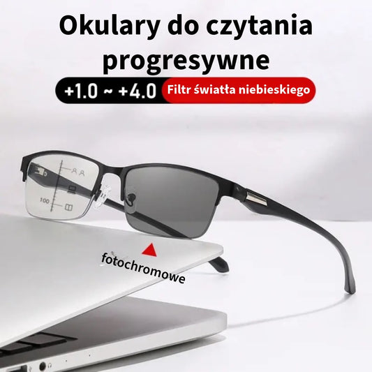 Automatycznie Przyciemniające się Progresywne Okulary do Czytania