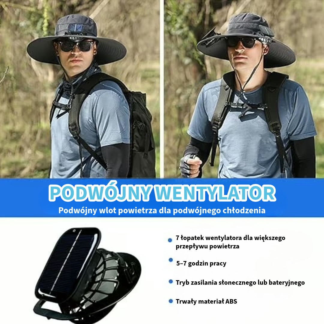 Ultralekki kapelusz przeciwsłoneczny z wentylatorem